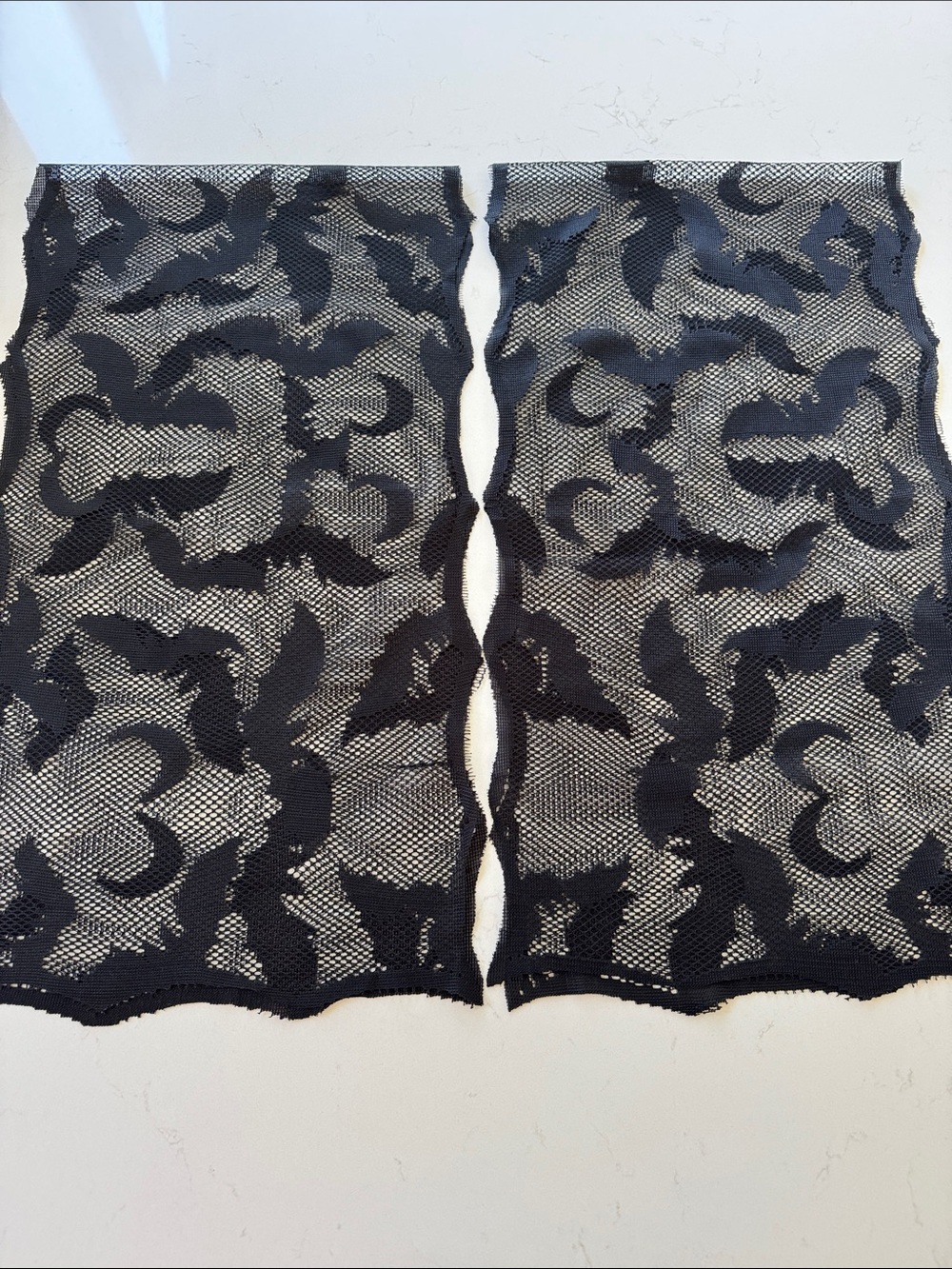 Halloween Table Runners Black Sheer Lace Fabric Panels - set of 2 New